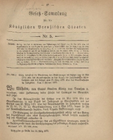 Gesetz-Sammlung für die Königlichen Preussischen Staaten, 14. März 1879, nr. 5.