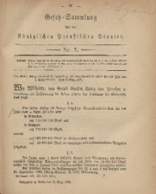 Gesetz-Sammlung für die Königlichen Preussischen Staaten, 18. März 1879, nr. 7.