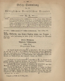 Gesetz-Sammlung für die Königlichen Preussischen Staaten, 28. März 1879, nr. 9.