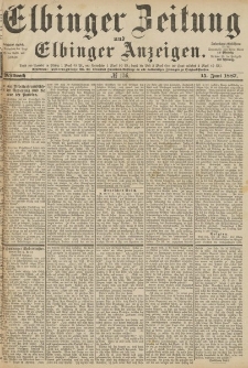 Elbinger Zeitung und Elbinger Anzeigen, Nr. 136 Mittwoch 15. Juni 1887