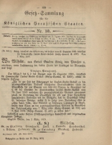 Gesetz-Sammlung für die Königlichen Preussischen Staaten, 28. März 1879, nr. 10.