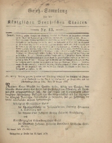 Gesetz-Sammlung für die Königlichen Preussischen Staaten, 22. April 1879, nr. 13.