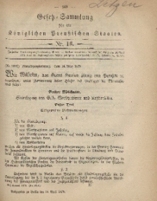Gesetz-Sammlung für die Königlichen Preussischen Staaten, 30. April 1879, nr. 16.