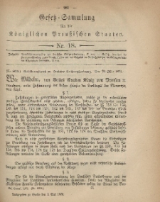 Gesetz-Sammlung für die Königlichen Preussischen Staaten, 3. Mai 1879, nr. 18.