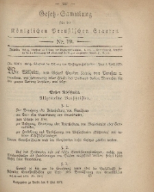 Gesetz-Sammlung für die Königlichen Preussischen Staaten, 6. Mai 1879, nr. 19.