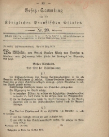 Gesetz-Sammlung für die Königlichen Preussischen Staaten, 12. Mai 1879, nr. 20.