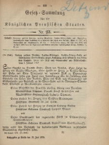 Gesetz-Sammlung für die Königlichen Preussischen Staaten, 12. Juni 1879, nr. 23.