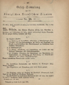 Gesetz-Sammlung für die Königlichen Preussischen Staaten, 21. Juni 1879, nr. 26.
