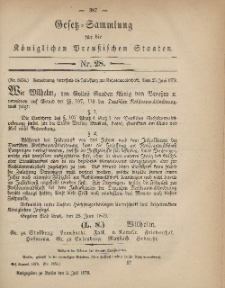 Gesetz-Sammlung für die Königlichen Preussischen Staaten, 2. Juli 1879, nr. 28.