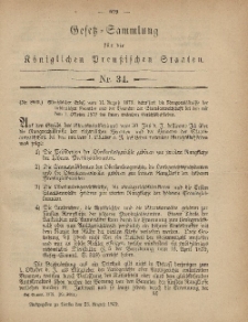 Gesetz-Sammlung für die Königlichen Preussischen Staaten, 25. August 1879, nr. 34.