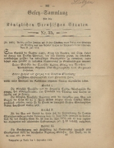 Gesetz-Sammlung für die Königlichen Preussischen Staaten, 1. September 1879, nr. 35.