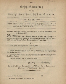 Gesetz-Sammlung für die Königlichen Preussischen Staaten, 17. September 1879, nr. 38.