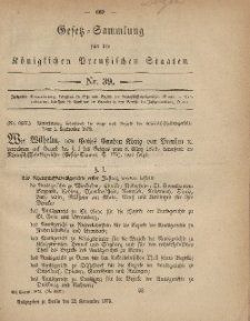 Gesetz-Sammlung für die Königlichen Preussischen Staaten, 22. September 1879, nr. 39.