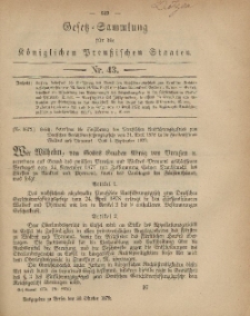 Gesetz-Sammlung für die Königlichen Preussischen Staaten, 30. Oktober 1879, nr. 43.