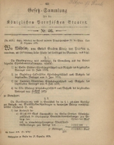Gesetz-Sammlung für die Königlichen Preussischen Staaten, 25. Dezember 1879, nr. 46.