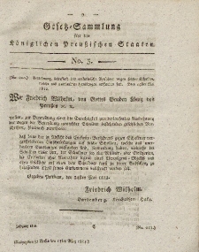 Gesetz-Sammlung für die Königlichen Preussischen Staaten, 17. März 1814, nr. 3.