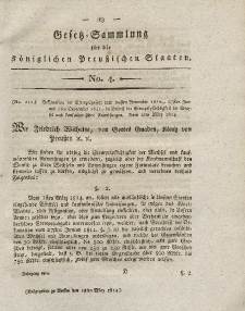 Gesetz-Sammlung für die Königlichen Preussischen Staaten, 18. März 1814, nr. 4.