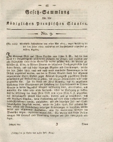 Gesetz-Sammlung für die Königlichen Preussischen Staaten, 14. Juli 1814, nr. 9.