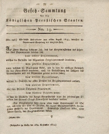 Gesetz-Sammlung für die Königlichen Preussischen Staaten, 13. September 1814, nr. 14.