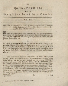 Gesetz-Sammlung für die Königlichen Preussischen Staaten, 31. Dezember 1814, nr. 18.