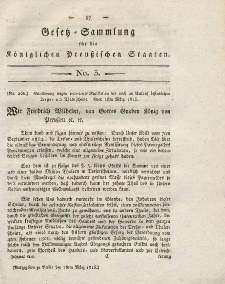 Gesetz-Sammlung für die Königlichen Preussischen Staaten, 18. März 1815, nr. 3.