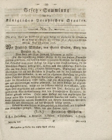 Gesetz-Sammlung für die Königlichen Preussischen Staaten, 20. April 1815, nr. 5.