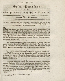Gesetz-Sammlung für die Königlichen Preussischen Staaten, 20. Mai 1815, nr. 6.