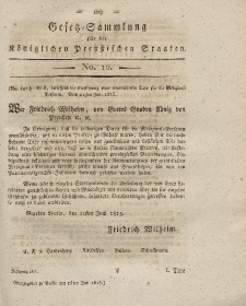 Gesetz-Sammlung für die Königlichen Preussischen Staaten, 15. Juli 1815, nr. 10.