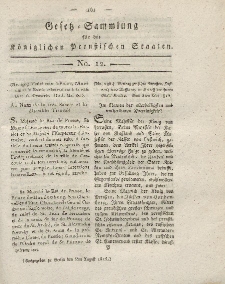 Gesetz-Sammlung für die Königlichen Preussischen Staaten, 5. August 1815, nr. 12.