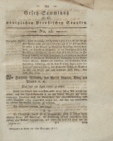 Gesetz-Sammlung für die Königlichen Preussischen Staaten, 16. September 1815, nr. 13.