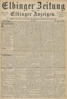 Elbinger Zeitung und Elbinger Anzeigen, Nr. 143 Donnerstag 23. Juni 1887