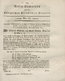 Gesetz-Sammlung für die Königlichen Preussischen Staaten, 21. November 1815, nr. 15.