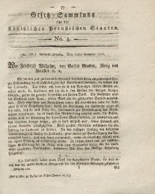 Gesetz-Sammlung für die Königlichen Preussischen Staaten, 23. Januar 1816, nr. 4.
