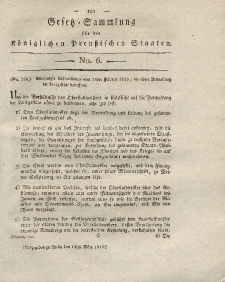 Gesetz-Sammlung für die Königlichen Preussischen Staaten, 12. März 1816, nr. 6.