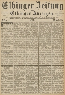 Elbinger Zeitung und Elbinger Anzeigen, Nr. 144 Freitag 24. Juni 1887