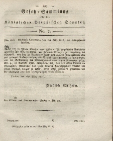 Gesetz-Sammlung für die Königlichen Preussischen Staaten, 30. März 1816, nr. 7.