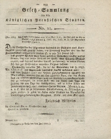 Gesetz-Sammlung für die Königlichen Preussischen Staaten, 8. Juni 1816, nr. 11.