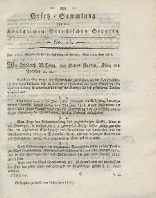 Gesetz-Sammlung für die Königlichen Preussischen Staaten, 22. Juni 1816, nr. 13.
