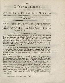 Gesetz-Sammlung für die Königlichen Preussischen Staaten, 25. Juni 1816, nr. 14.