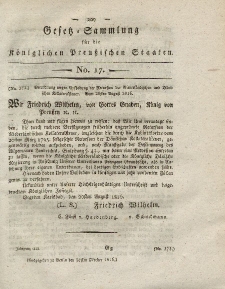 Gesetz-Sammlung für die Königlichen Preussischen Staaten, 29. Oktober 1816, nr. 17.