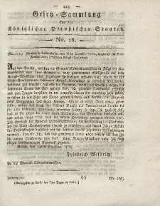 Gesetz-Sammlung für die Königlichen Preussischen Staaten, 7. Dezember 1816, nr. 18.