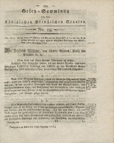 Gesetz-Sammlung für die Königlichen Preussischen Staaten, 21. Dezember 1816, nr. 19.