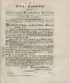 Gesetz-Sammlung für die Königlichen Preussischen Staaten, 15. Februar 1817, nr. 3.