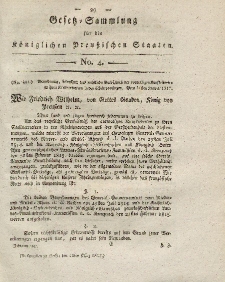 Gesetz-Sammlung für die Königlichen Preussischen Staaten, 15. März 1817, nr. 4.