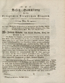 Gesetz-Sammlung für die Königlichen Preussischen Staaten, 1. April 1817, nr. 6.