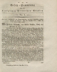 Gesetz-Sammlung für die Königlichen Preussischen Staaten, 24. Mai 1817, nr. 8.