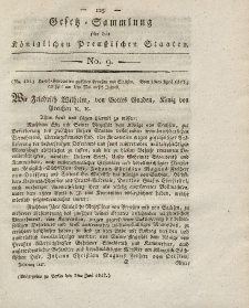Gesetz-Sammlung für die Königlichen Preussischen Staaten, 2. Juni 1817, nr. 9.