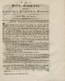 Gesetz-Sammlung für die Königlichen Preussischen Staaten, 26. Juni 1817, nr. 10.