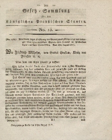 Gesetz-Sammlung für die Königlichen Preussischen Staaten, 23. August 1817, nr. 13.