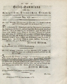 Gesetz-Sammlung für die Königlichen Preussischen Staaten, 13. November 1817, nr. 17.